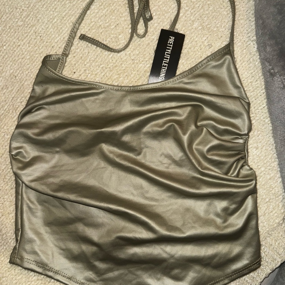 PrettyLittleThing Khaki Satin Camisole